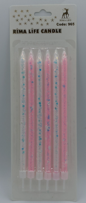 Pembe Beyaz Doğum Günü Mumu 6 Lı Kod: 965